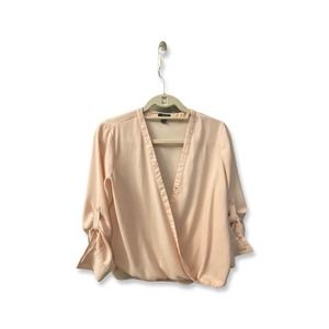 Ann Taylor Peach Wrap Blouse - Size M